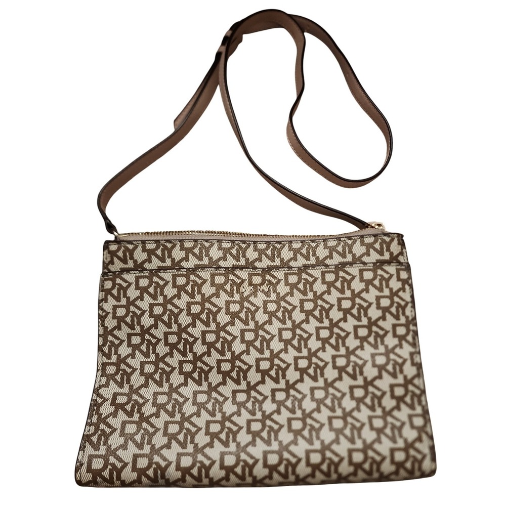 DKNY Brown‎ Signature Logo Crossbody Shoulder Bag Purse
